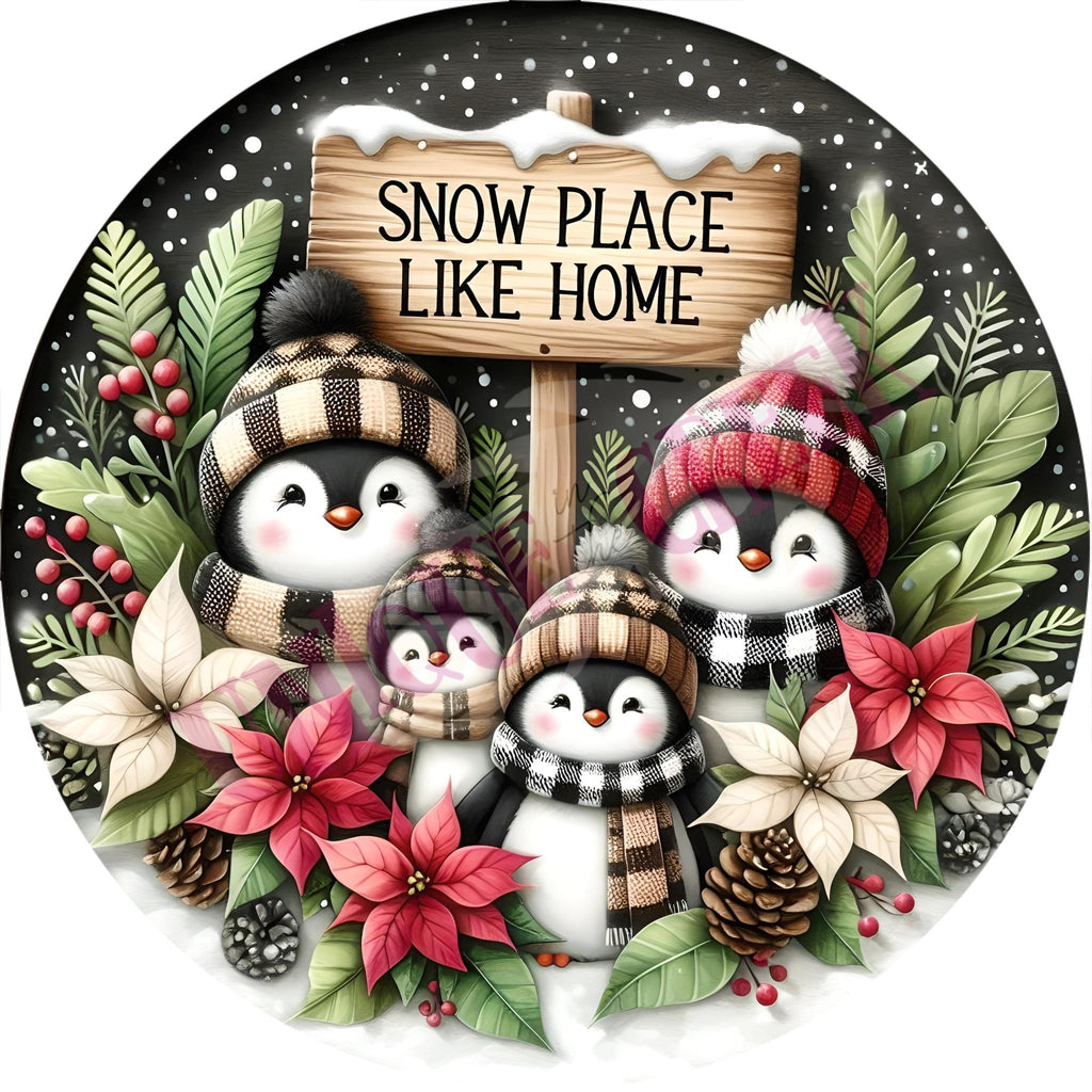 WREATH SIGN | SNOW PLACE LIKE HOME | PENGUINFAMILY | 2125