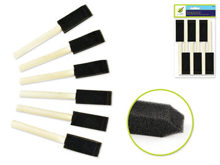 Sponge Brush | 6 pack | 1" with Wood Handles | Supplies