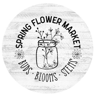 Décalcomanie vinyle | Marché aux fleurs | Pot Mason | Fleurs | Printemps