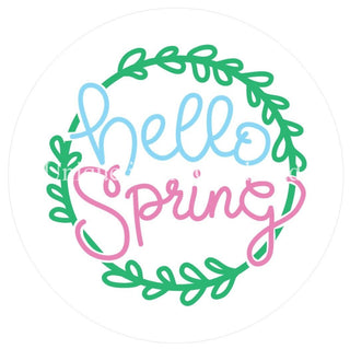 WREATH SIGN | 8" ALUMINUM | CURSIVE | HELLO | SPRING