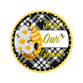WREATH SIGN | 8" Aluminum Wreath Sign | BEE OUR GUEST | BEE HIVE | DAISY | Everyday