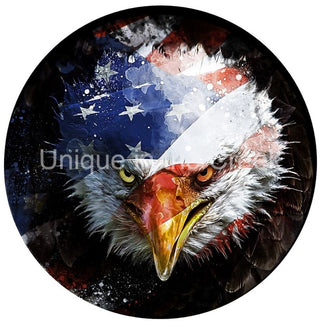 WREATH SIGN | 8" Aluminum Wreath Sign | Bald Eagle | Grunge/vintage | Abstract | USA | Patriotic | Everyday