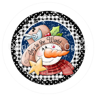 VINYL DECAL | JOY TO THE WORLD | SNOWMAN | CHECK | WINTER | CHRISTMAS | RELIGIOUS