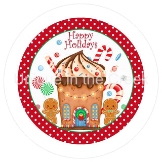 VINYL DECAL | HAPPY HOLIDAYS | GINGERBREAD | WINTER | CHRISTMAS