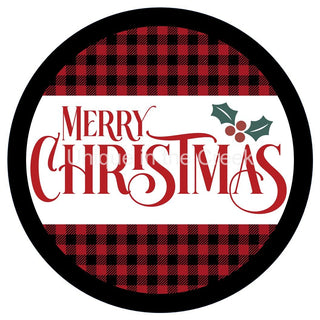 VINYL DECAL | MERRY CHRISTMAS | RED & BLACK | BUFFALO CHECK | CHRISTMAS