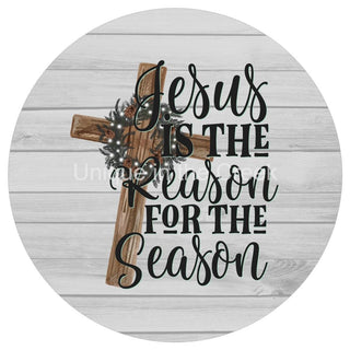 WREATH SIGN | 8 " ALUMINUM WREATH SIGN | JESUS IS THE REASON FOR THE SEASON| WINTER | CHRISTMAS