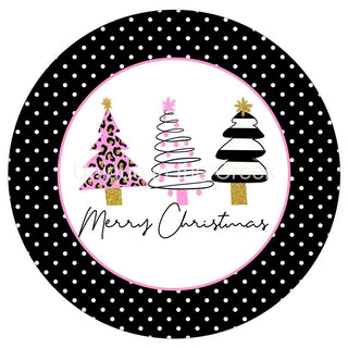 AUTOCOLLANT VINYLE | JOYEUX NOËL | ARBRES ROSE ET NOIR | IMPRESSION ANIMALE | NOËL