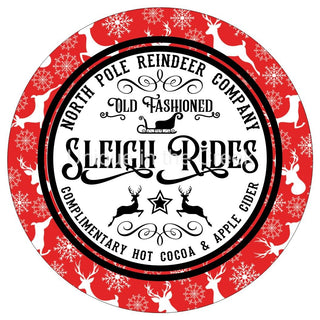 WREATH SIGN | 8" ALUMINUM | SLEIGH RIDES  | WINTER | CHRISTMAS