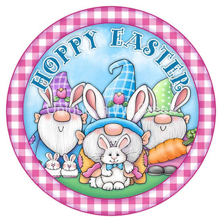 WREATH SIGN | 8" ALUMINUM | HOPPY EASTER | BUNNY | GNOME | EASTER