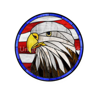 WREATH SIGN UITC | 6" ALUMINUM | EAGLE | STAIN GLASS LOOK | PATRIOTIC | USA | EVERYDAY