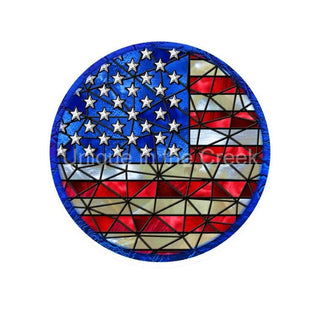 WREATH SIGN UITC | 6" ALUMINUM | USA FLAG | STAIN GLASS LOOK | PATRIOTIC