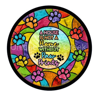 WREATH SIGN UITC | 6" ALUMINUM | HOUSE HOME PAW | STAIN GLASS LOOK | EVERYDAY