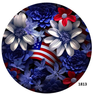 WREATH SIGN | 8" ALUMINUM | PATRIOTIC FLORALS | 3D | AMERICAN FLAG