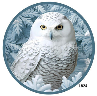 WREATH SIGN | 8" ALUMINUM | SNOWY OWL | 3D | WINTER