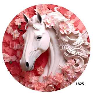 WREATH SIGN | 8" ALUMINUM | PINK HORSE | 3D | FLORAL