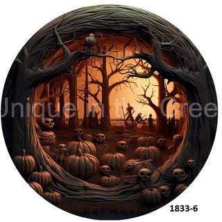 Panneau de couronne en aluminium de 6 pouces | SPOOKY HALLOW | 3D | HALLOWEEN