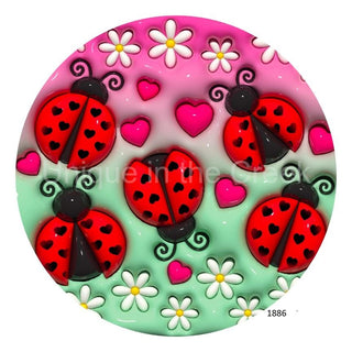 Panneau de couronne en aluminium de 6 pouces | LADY BUGS | MARGUERITES | 3D PUFFY | TOUS LES JOURS