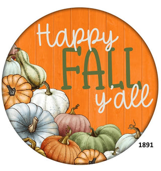 SIGNE DE COURONNE EN ALUMINIUM DE 8" | HAPPY FALL Y'ALL | CITROUILLES | AUTOMNE