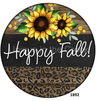 WREATH SIGN | 8" ALUMINUM | HAPPY FALL SUNFLOWER | AUTUMN