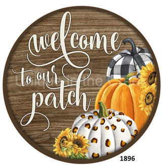 SIGNE DE COURONNE EN ALUMINIUM DE 8" | BIENVENUE SUR NOTRE PATCH | AUTOMNE