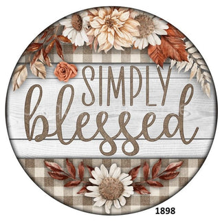 WREATH SIGN | 8" ALUMINUM | SIMPLY BLESSED | FALL | GINGHAM