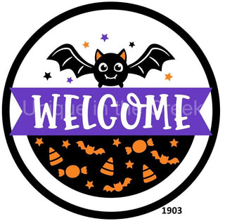 SIGNE DE COURONNE EN ALUMINIUM DE 8" | BIENVENUE | CHAUVE-SAISON | HALLOWEEN