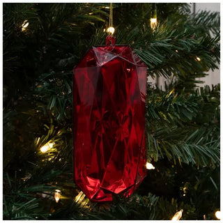 WREATH ACCENT | RECTANGLE FACETED GEM ORNAMENT | RED