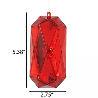 WREATH ACCENT | RECTANGLE FACETED GEM ORNAMENT | RED