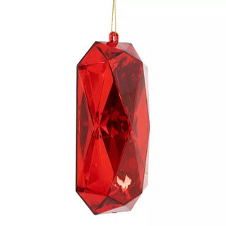 WREATH ACCENT | RECTANGLE FACETED GEM ORNAMENT | RED