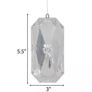 WREATH ACCENT | RECTANGLE FACETED GEM ORNAMENT | CLEAR/SILVER