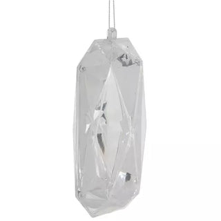WREATH ACCENT | RECTANGLE FACETED GEM ORNAMENT | CLEAR/SILVER