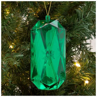WREATH ACCENT | RECTANGLE FACETED GEM ORNAMENT | GREEN