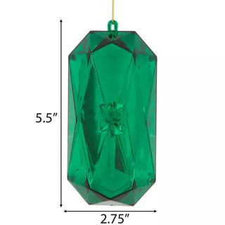WREATH ACCENT | RECTANGLE FACETED GEM ORNAMENT | GREEN