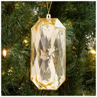WREATH ACCENT | RECTANGLE FACETED GEM ORNAMENT | GOLD