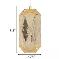 WREATH ACCENT | RECTANGLE FACETED GEM ORNAMENT | GOLD