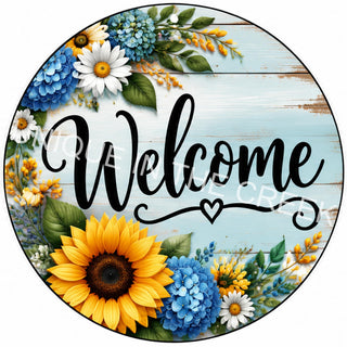 WELCOME 3 SUNFLOWER BLUE 8in 300dpi - Design 2254