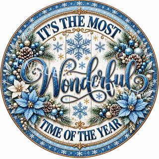 Icy Blue Wonderful Christmas Wreath Sign - Design 2265