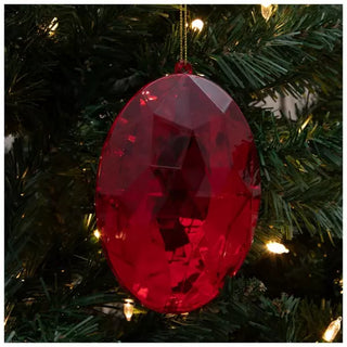 WREATH ACCENT | OVAL FACETED GEM ORNAMENT | RED
