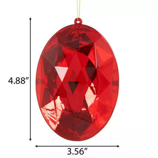 WREATH ACCENT | OVAL FACETED GEM ORNAMENT | RED