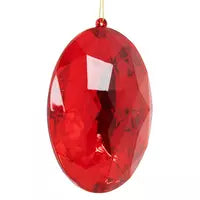 WREATH ACCENT | OVAL FACETED GEM ORNAMENT | RED