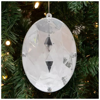 WREATH ACCENT | OVAL FACETED GEM ORNAMENT | SILVER