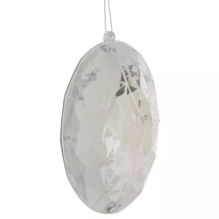 WREATH ACCENT | OVAL FACETED GEM ORNAMENT | SILVER