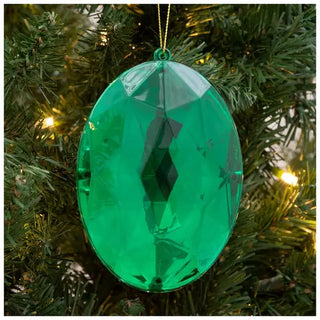 WREATH ACCENT | OVAL FACETED GEM ORNAMENT | GREEN