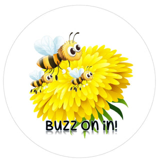 WREATH SIGN | 8" Aluminum Wreath Sign | Buzz On In | Bees | Spring