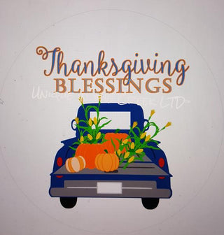Décalcomanie vinyle | Bénédictions de Thanksgiving | Camion | Automne | Automne