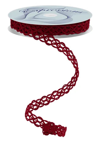 RIBBON | 5/8" X 10YD | OPEN WEAVE WIRED | BURGUNDY | RN586105