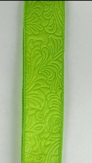 RIBBON | 1.5 "X 10YD | FLORAL EMBOSSED | LIME GREEN | 42466-09-09