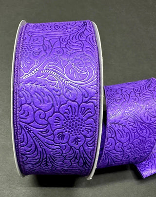 RIBBON | 1.5 "X 10YD | FLORAL EMBOSSED | PURPLE | 42466-09-11