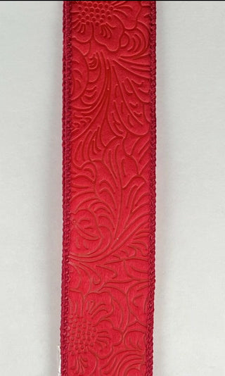 RIBBON | 1.5 "X 10YD | FLORAL EMBOSSED | RED | 42466-09-12
