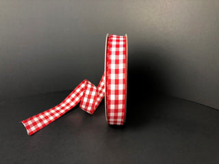 RIBBON | 5/8"x10yds | POLY PLAID | RED/WHITE | CLASSICA CHEX